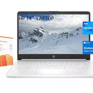 HP Stream 14 Inch Laptop for Student，Intel Celeron N4120,16GB RAM,64GB eMMC,Microsoft 365 with 1TB Cloud Storage,720p Webcam,Windows 11 S,Long Battery Life,with 5ave Accessories,White