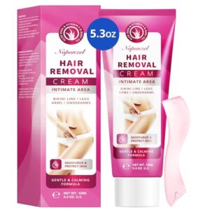 Hair Removal Cream for Women: Depilatory Cream for Intimate Areas and Pubic Area with Aloe Vera and Vitamin E – Hair Removal for Body Legs Arms Underarms Bikini – Fast Painless Soothing – 150g