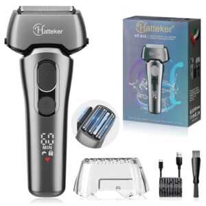 Hatteker Men’s Electric Foil Shaver Wet Dry Electric Razor and Head Shavers for Bald Men with Pop-Up Trimmer Beard Trimmer Cordless Rechargeable