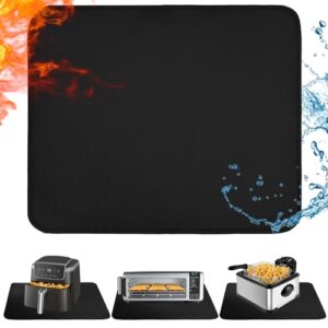 Heat Resistant Mat for Countertop, 16x20in Hot Pads for Kitchen Counter Heat Protector, Fireproof Air Fryer and Deep Fryer Mat for Oven, Coffee Machine Compatible with Ninja, COSORI, Cuisinart, Black