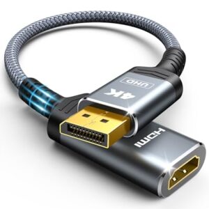 Highwings 4K Display Port to HDMI Adapter, Uni-Directional DP 1.2 Computer to HDMI 2.0 Screen, Display Port to HDMI Adapter (Male to Female), SR Anti-Break, No Latch, for Dell HP AMD NVIDIA, Passive