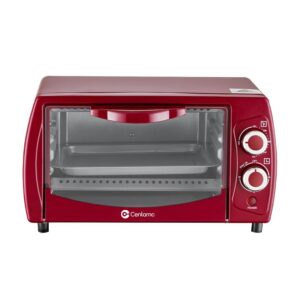 Home Baking Electric Oven 4-Slice Toaster Oven, Even Toast, 4 Cooking Functions Bake, Broil, Toast and Keep Warm, Removable Crumb Tray, Timer (Red)