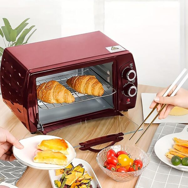 Home Baking Electric Oven 4-Slice Toaster Oven, Even Toast, 4 Cooking Functions Bake, Broil, Toast and Keep Warm, Removable Crumb Tray, Timer (Red) - Image 8
