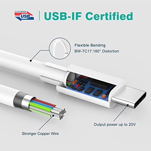 IFEART USB C to USB C Cable for MacBook Air MacBook Pro Charger, iPad Pro 13 12.9 11 inch, iPad Air 5 4, Mini 6, iPhone 16 15 Pro Max Plus, Pixel, USBC Type C Fast Charging Cord 6.6FT - Image 3
