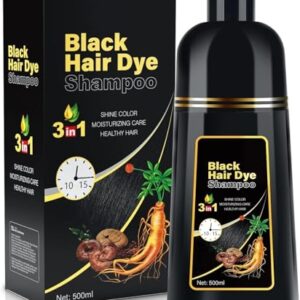 IIIMEIDU Hair Dye Shampoo for Gray Hair Coverage, 3 in 1 Natural Black Dye for Women Men, 500ml