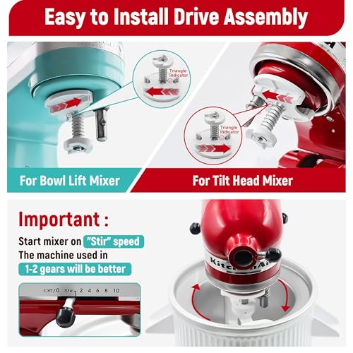 Ice-Cream-Maker-Attachment for Kitchen Aid, 2Qt IceCream Bowl Compatible with 4.5/5Qt and 6Qt KitchenAid Stand Mixers, Frozen Yogurt Ice Cream & Sorbet Gelato Maker, Not Fit Artisan Mini 3.5Qt Mixer - Image 5