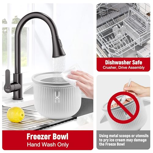 Ice-Cream-Maker-Attachment for Kitchen Aid, 2Qt IceCream Bowl Compatible with 4.5/5Qt and 6Qt KitchenAid Stand Mixers, Frozen Yogurt Ice Cream & Sorbet Gelato Maker, Not Fit Artisan Mini 3.5Qt Mixer - Image 6