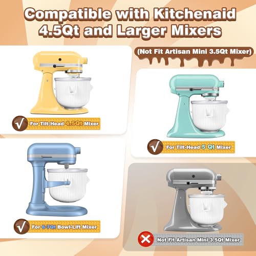 Ice Cream Maker Attachment for KitchenAid Stand Mixer, Compatible with KitchenAid 4.5/5QT/6QT accessories and attachments, 2 Quart for kitchenaid mixer attachments Frozen Yogurt/Gelato Maker - Image 4