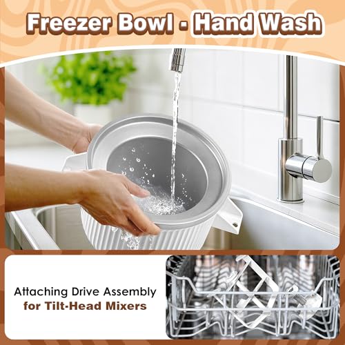 Ice Cream Maker Attachment for KitchenAid Stand Mixer, Compatible with KitchenAid 4.5/5QT/6QT accessories and attachments, 2 Quart for kitchenaid mixer attachments Frozen Yogurt/Gelato Maker - Image 7