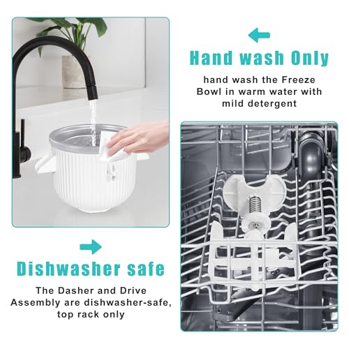 Ice Cream Maker Attachment for KitchenAid Stand Mixer, Kithcen aid Ice Cream Maker Attachment - Compatible with 4.5 QT and Larger Stand Mixers, 2-Quart Frozen Ice Cream Bowl for Homemade Frozen Treats - Image 7