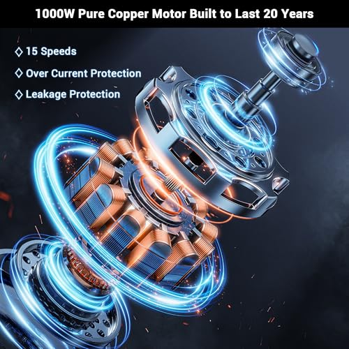 Immersion Blender RPM 16000±10% Hand Blender,15 Speed and Turbo Mode Hand Mixer, 3-in-1 Heavy Duty Copper Motor Stainless Steel Smart Stick with Egg Beaters and Chopper - Image 3