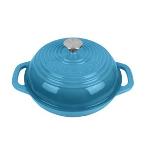 Iron Cloche Dutch Oven – Premium Enameled Cast for Bread Baking | Non-Stick Bread Pan with Lid | Perfect for Sourdough, Loaf, and Artisan Baking (Blue, 5 QT)