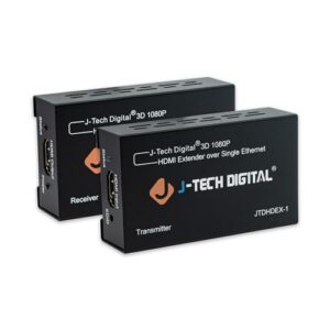 J-Tech Digital HDMI Extender over cat5e/6 1080P@200ft HDMI Balun Over Single Ethernet Supports EDID Copy Compatible with Dolby Digital DTS