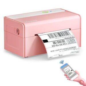 JADENS Bluetooth Thermal Label Printer -Wireless Shipping Label Printer for Small Business & Package, USPS, Etsy, Amazon, Compatible with iPhone, iPad, Mac, Windows, Android, 4×6, Label Maker, Pink