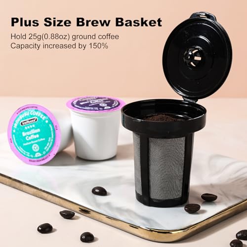 K Cup Coffee Maker, Single Serve coffee machine or Ground Coffee Machine 2 in 1, 6 to 14 Oz Brew Sizes, Mini One Cup Coffee Maker with Self cleaning Function, Fits Travel Mug, Black - Image 4