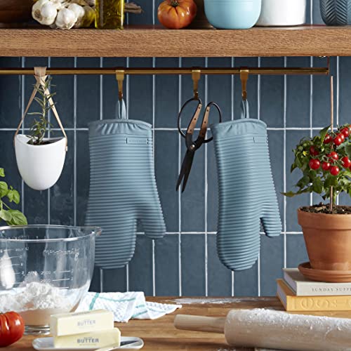 KITCHENAID Ribbed Soft Silicone Oven Mitt 2-Pack Set, 7.5"x13", Fog Blue - Image 3