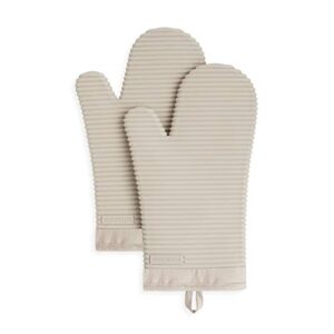 KITCHENAID Ribbed Soft Silicone Oven Mitt 2-Pack Set, 7.5″x13″, Milkshake