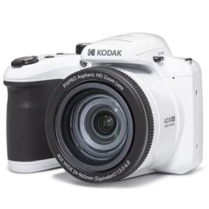 KODAK PIXPRO AZ405-WH 20MP Digital Camera 40X Optical Zoom 24mm Wide Angle Lens Optical Image Stabilization 1080P Full HD Video 3″ LCD Vlogging Camera (White), Full Frame
