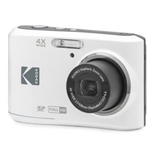 KODAK PIXPRO Friendly Zoom FZ45-WH 16MP Digital Camera with 4X Optical Zoom 27mm Wide Angle and 2.7″ LCD Screen (White)