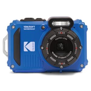 KODAK PIXPRO WPZ2 Rugged Waterproof Shockproof Dustproof WiFi Digital Camera 16MP 4X Optical Zoom 1080P Full HD Video Vlogging Camera 2.7″ LCD (Blue)