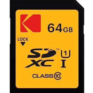 KODAK SDXC Card 64GB UHS-I U1 V10 Premium, up to 85MB/s Read Speed, for Full HD Video and High-Resolution Pictures, Compatible with SDXC Standard – EKMSD64GXC10K