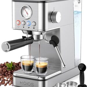 KOIOS Espresso Machines, Upgraded 1200W Espresso Maker with Foaming Steam Wand, 20 Bar Semi-Automatic Steam Espresso Coffee Maker for home, Cappuccino & Latte Machine with 58oz Removable Water Tank