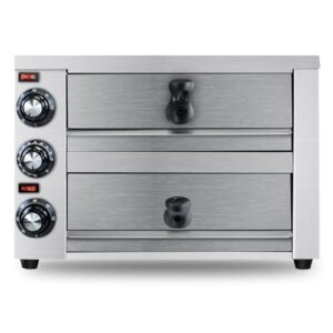 KOOTEN 2 Tier Tabletop Pizza Oven – Indoor Electric Commercial Stainless Steel With Timer for Home and Restaurant