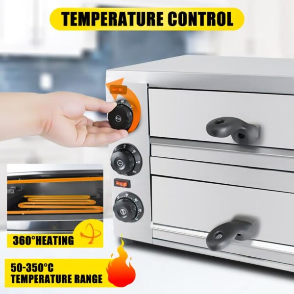 KOOTEN 2 Tier Tabletop Pizza Oven - Indoor Electric Commercial Stainless Steel With Timer for Home and Restaurant - Image 7