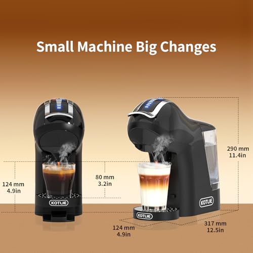 KOTLIE Espresso 5in1 Single Serve Coffee Maker, 19Bar Cappuccino&Latte Maker, Cold&Hot Brewing Coffee Machine for K*cup/NES*presso Original/D*olce G*usto/Ground Coffee/44mm ESE(Black) - Image 3