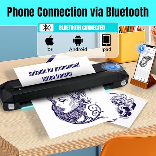 KVM Wireless Tattoo Thermal Stencil Printer Bluetooth or USB Interface Thermal Paper or Transfer Paper Printing Quick Stencil Printer for Tattoo Artists and Beginners with Smartphone & Laptop - Image 5