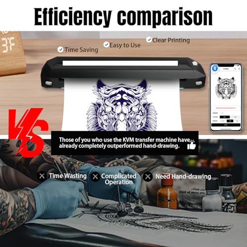 KVM Wireless Tattoo Thermal Stencil Printer Bluetooth or USB Interface Thermal Paper or Transfer Paper Printing Quick Stencil Printer for Tattoo Artists and Beginners with Smartphone & Laptop - Image 7