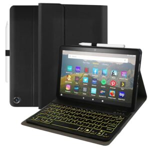 Keyboard Case for Amazon Fire Max 11 11.0-inch 2023(13th Generation), 7 Color Backlit Detachable Rechargeable Keyboard with Pen Holder and USB-C Cable for Tablet Cover (Black)