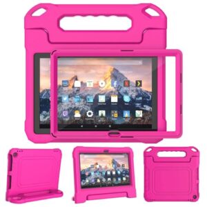 Kids Case for Amazon Fire 10 Pro/10 Plus/HD 10 Tablet(13th/11th Generation, 2023/2021 Release), Durable Shockproof Protective Cover with Screen Protector for Kindle Fire HD 10 Tablet, Pink