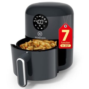 Kitchen Elite® Air Fryer Compact, 7-in-1 Digital Small Airfryer, 90%+ Less Oil, Nonstick & Dishwasher Safe Basket, Easy for Crispy Meals & Snacks, with Tray, Space Saving, Light Sound, Gray