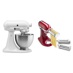 KitchenAid Classic Series Stand Mixer 4.5 Q and Pasta Roller Attachment, White