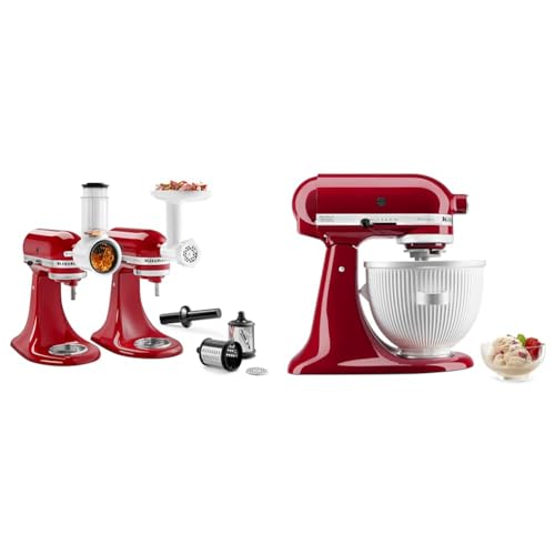 KitchenAid® Food Grinder + Fresh Prep Slicer/Shredder Attachment Bundle, White & Ice Cream Maker Attachment Stand Mixer, 2 Quart, White - Image 2