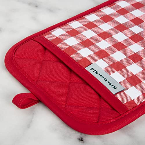 KitchenAid Gingham Pot Holder 2-Pack Set, Passion Red, 7"x10" - Image 4