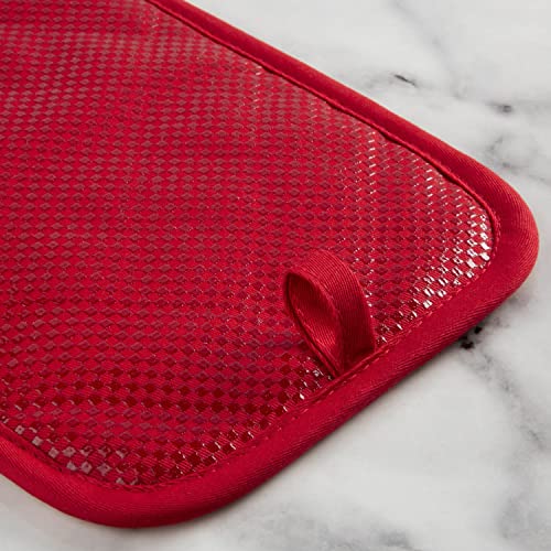 KitchenAid Gingham Pot Holder 2-Pack Set, Passion Red, 7"x10" - Image 5