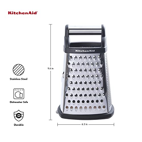 KitchenAid No Mess Citrus Squeezer, One size, Lemon & Gourmet 4-Sided Stainless Steel Box Grater with Detachable Storage Container, 10 inches tall, Black - Image 3