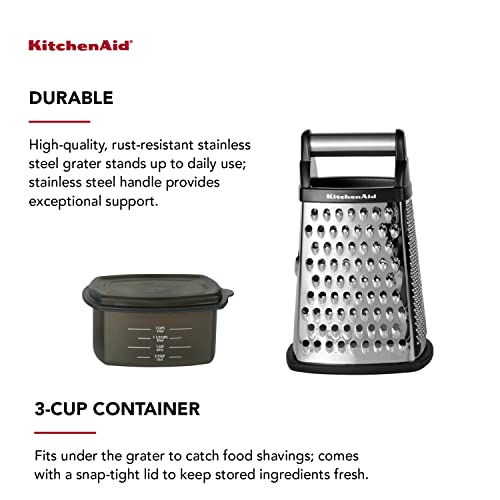 KitchenAid No Mess Citrus Squeezer, One size, Lemon & Gourmet 4-Sided Stainless Steel Box Grater with Detachable Storage Container, 10 inches tall, Black - Image 8