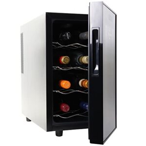 Koolatron Wine Fridge – Wine Cooler, 8 Bottle Wine Cabinet for Champagne, Red, White Wine, Thermoelectric Freestanding Celler For Bar, Home, Kitchen, Double Paned Glass Door, (23L)