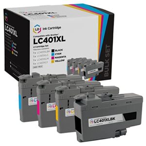 LD Products Compatible Ink Cartridge Replacement for Brother LC401XL High Yield Ink Set (Black, Cyan, Magenta, Yellow, 4-Pack) for use in Printers MFC J1010DW J1012DW J1170DW
