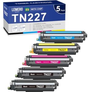 LEMERO UEXPECT TN-227BK/C/M/Y High Yield Toner Cartridge Compatible Replacement for Brother TN227 TN-227 TN227BK TN223BK TN223 TN-223 for MFC-L3770CDW HL-L3290CDW MFC-L3710CW HL-L3270CDW ( 5 Pack)