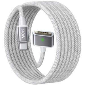 LISEN USB-C to Magnetic 3 Cable (6.6FT) for M4 MacBook Air Pro Charger, 140W Magnetic Safe 3 Cable for MacBook Air (15”/13” M4 2025, M3 2024, M2 2023, M2 2022), Pro (16″/14″ 2024/2023/2021)
