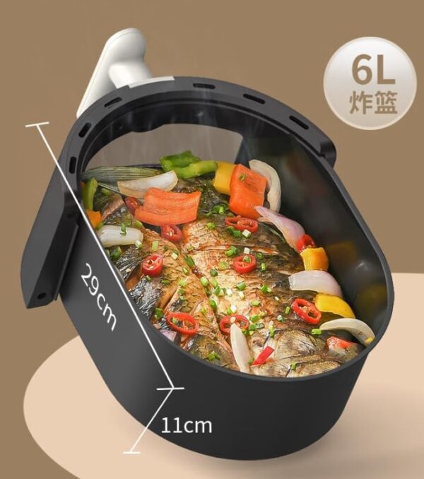 LIVEN Air Fryer 6 QT White, 1400W Fast Cooking with 360° Hot Air Circulation, Non-stick Coating, Large 6L Capacity, Healthy Cooking with Visual Window - Image 3