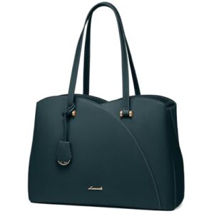 LOVEVOOK 17.3 Inch Laptop Bag for Women, Teacher Work Tote Bags Laptop Bag, Leather Computer Bag Large Purses Handbag Professional Briefcase, Teal
