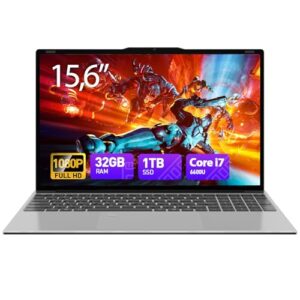 Laptop 15.6 inch Laptop Computers 32GB RAM 1TB SSD, Core i7 Processor (up to 3.4GHz), FHD 1080P Display, Backlit Keyboard, Fingerprint,Wi-Fi,HDMI, Win 11 Pro Laptops for Business,Student