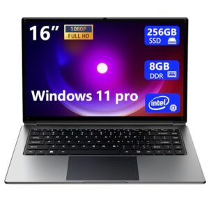 Laptop 16-inch 8GB DDR 256GB SSD Portable Laptop,Expandable to 1TB Pentium Quad-core CPU up to 2.64 GHz 9000mAh Battery Mini HDMI Interface USB3.0 Interface Dual-Band WiFi Webcam Slim laptops