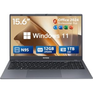 Laptop Computer, 12GB LPDDR5 RAM Laptop 1TB SSD, Quad-Core N95, 15.6 Inch 1080P IPS Display Win11 Pro Laptops, WiFi 5, BT 5.0, Fingerprint, USB Type-C