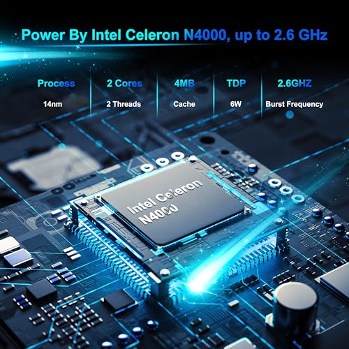 Laptop Computer, 14 inch Laptop Dual-Core Cerelon N4000 6GB RAM 128GB SSD Portable Laptop, 1366x768 IPS Display Fanless Design Laptop PC, WiFi 2.4/5G, BT 5.0, USB 3.0, Mini HDMI, Include USB-C Hub - Image 3